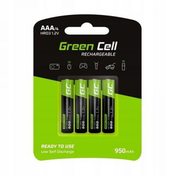Set baterii, Green Cell, AAA, HR03, 950mAh, 4buc