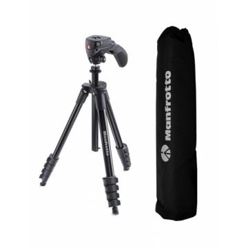 Manfrotto Compact Action trepied foto-video cu MCPIXI suport smartphone