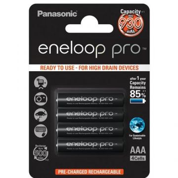 Acumulatori Panasonic Eneloop Pro AAA, 930mAh, 4 bucati