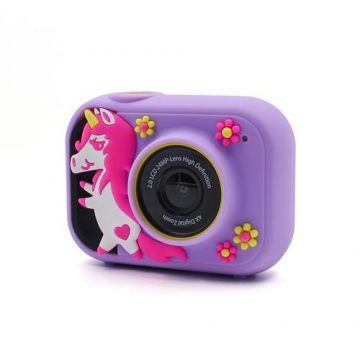 Aparat foto compact Lamtech LAM111979 Unicornul Polly, 24MP, Full HD, Ecran IPS 2inch, Zoom digital 4X (Roz)