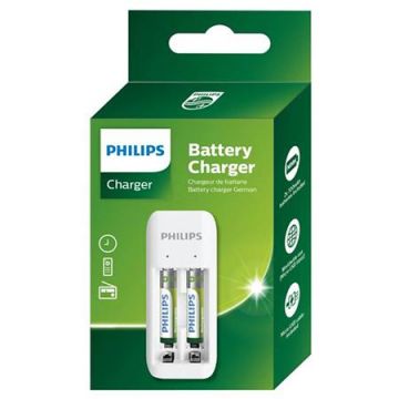 Incarcator USB Philips pentru acumulatori AA/AAA + 2 x AAA 700 mAh inclusi (Alb)