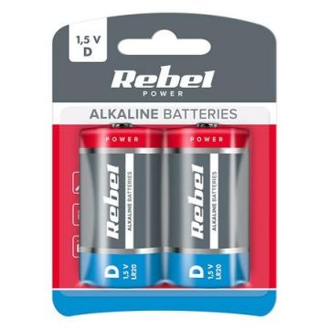 Set 2 baterii alcaline REBEL R20 BLISTER