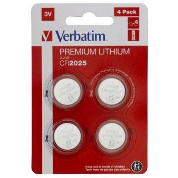 Set 4 baterii Verbatim 49532, CR2025, 3 V