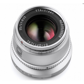 Obiectiv TTArtisan 35mm F1.4 Silver pentru FujiFilm FX Mount