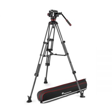 Manfrotto MVK504XTWINMC Kit Trepied video Carbon cu spreader de mijloc