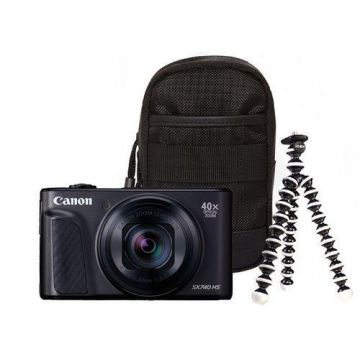 Aparat Foto Digital Canon PowerShot SX740 HS, 20.3 MP, Filmare Ultra HD 4K, Zoom optic 40x cu Kit de Calatorie (Negru)