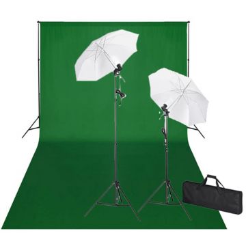 Kit studio foto fundal verde 600 x 300 & lumini